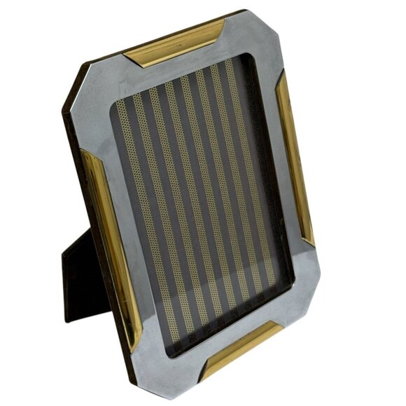 Vintage Picture Frame Metal Brass Deco MCM Modern Style 8.5" h 5x7 Made in Korea - Picture 2 of 9